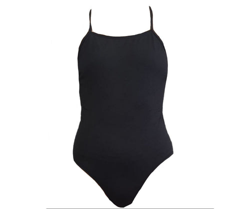 EQ Women's Black Barcelona One Piece Open Back Swimsuit #EQ 28 NWT