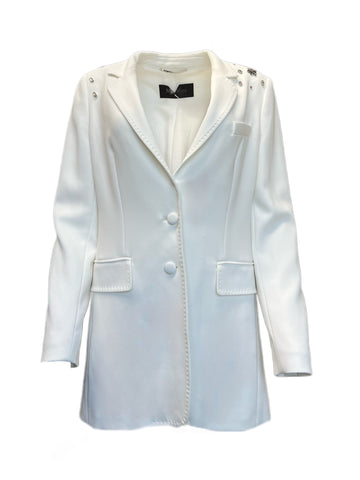 Max Mara Women's Bianco Seta Essere Notch Collar Blazer Size 8 NWT