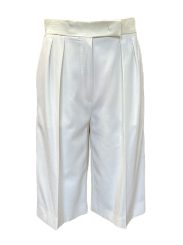 Max Mara Women's White Etere Wide Leg Capri Pants Size 8 NWT