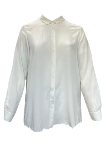 Marina Rinaldi Women's White Eva Button Down Silk Blouse NWT