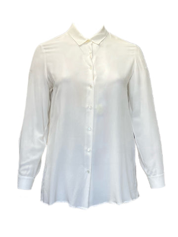 Marina Rinaldi Women's White Eva Button Down Silk Shirt NWT