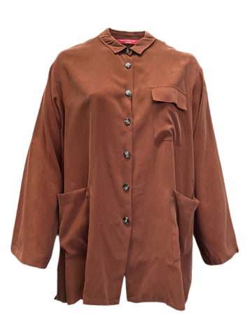 Marina Rinaldi Women's Brown Facilita Button Down Shirt NWT