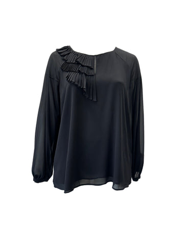 Marina Rinaldi Women's Black Fair Pullover Blouse NWT