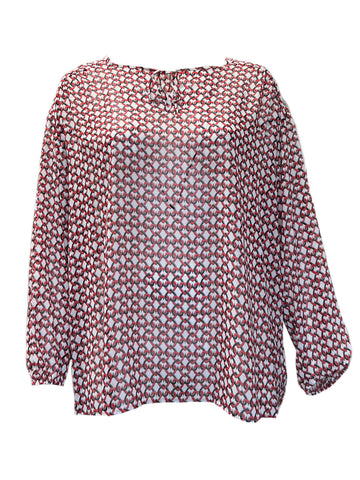 Marina Rinaldi Women's Red Falda Pullover Blouse NWT