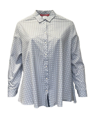 Marina Rinaldi Women's Blue Famiglia Button Closure Shirt NWT