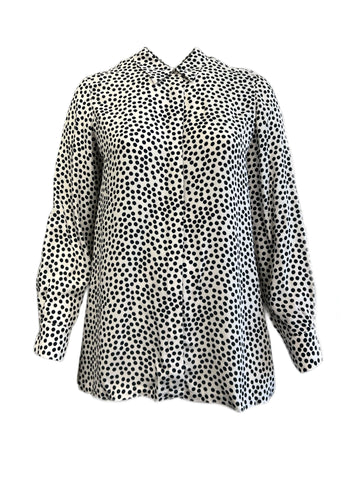 Marina Rinaldi Women's Nero Fare Polka Dot Viscose Shirt NWT