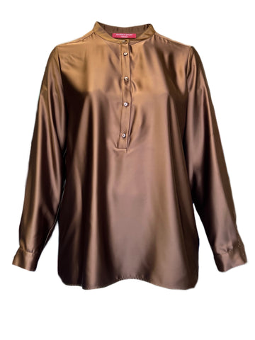 Marina Rinaldi Women's Brown Faretra Pullover Blouse NWT