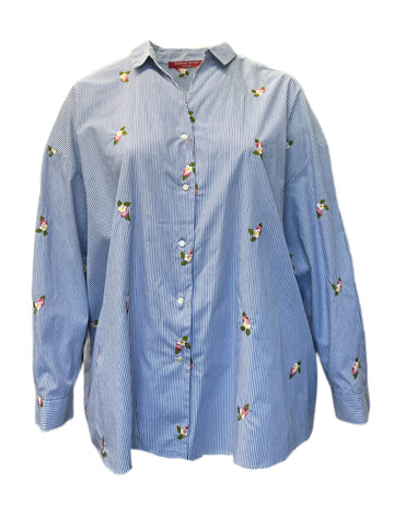 Marina Rinaldi Women's Blue Farnese Cotton Shirt Size 22W/31 NWT