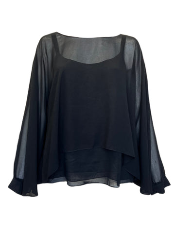 Marina Rinaldi Women's Black Farro Pullover Blouse NWT