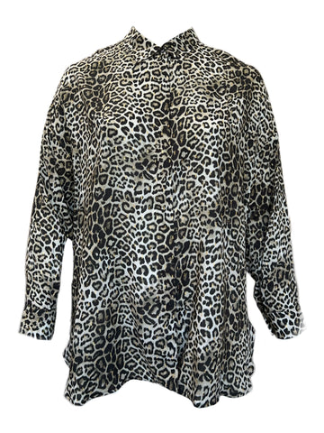 Marina Rinaldi Women's Brown Fascia Animal Printed Shirt Size 16W/25 NWT