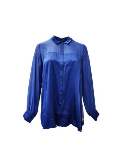 Marina Rinaldi Women's Blue Favilla Button Front Shirt NWT