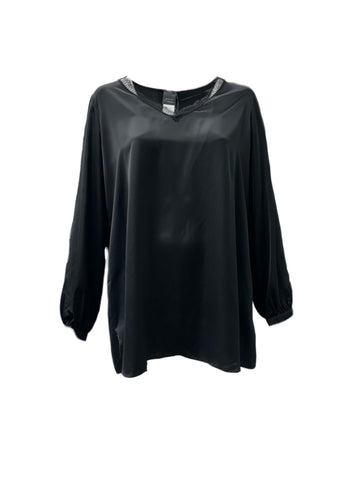 Marina Rinaldi Women's Black Fedra Pullover Blouse NWT