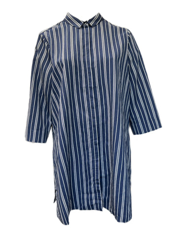 Marina Rinaldi Women's Blue Festante Striped Button Down Shirt Size 24W/33