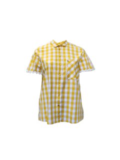 Marina Rinaldi Women's Yellow Filato Button Down T-Shirt NWT