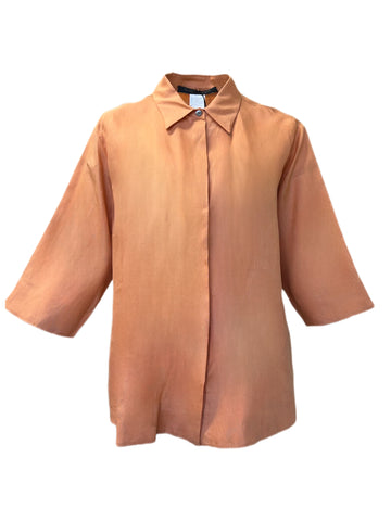 Marina Rinaldi Women's Orange Filomena Button Down Flax Shirt