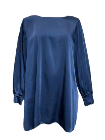 Marina Rinaldi Women's Blue Fiorente Long Sleeve Top NWT