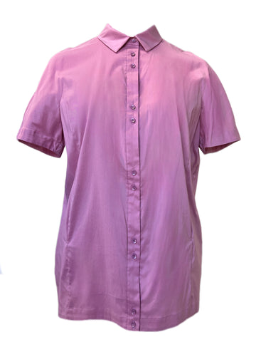 MARINA RINALDI Women's Pink Fiorire Collared Button Up Blouse $405 NWT