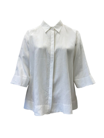 Marina Rinaldi Women's White Flaminia Button Down Blouse NWT