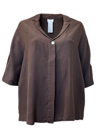 Marina Rinaldi Women's Dark Brown Flavia Button Down Shirt NWT