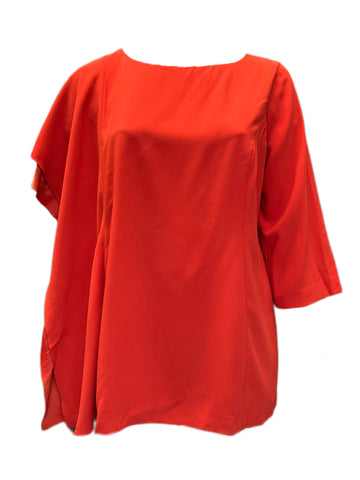 Marina Rinaldi Women's Orange Floreale One Sleeve Blouse NWT