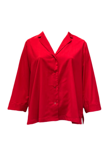 Marina Rinaldi Women's Red Forma Virgin Wool Shirt NWT