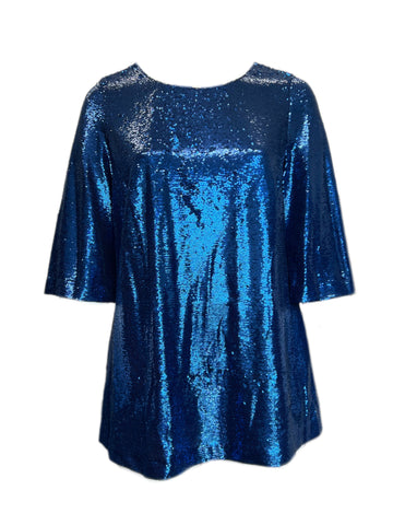 Marina Rinaldi Women's Blue Frutto Sequined Blouse NWT