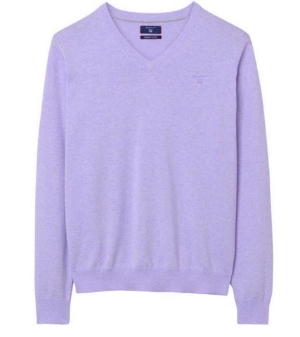 GANT Men's Violet Melange Lightweight Cotton V-Neck Sweater 83072 Size XL