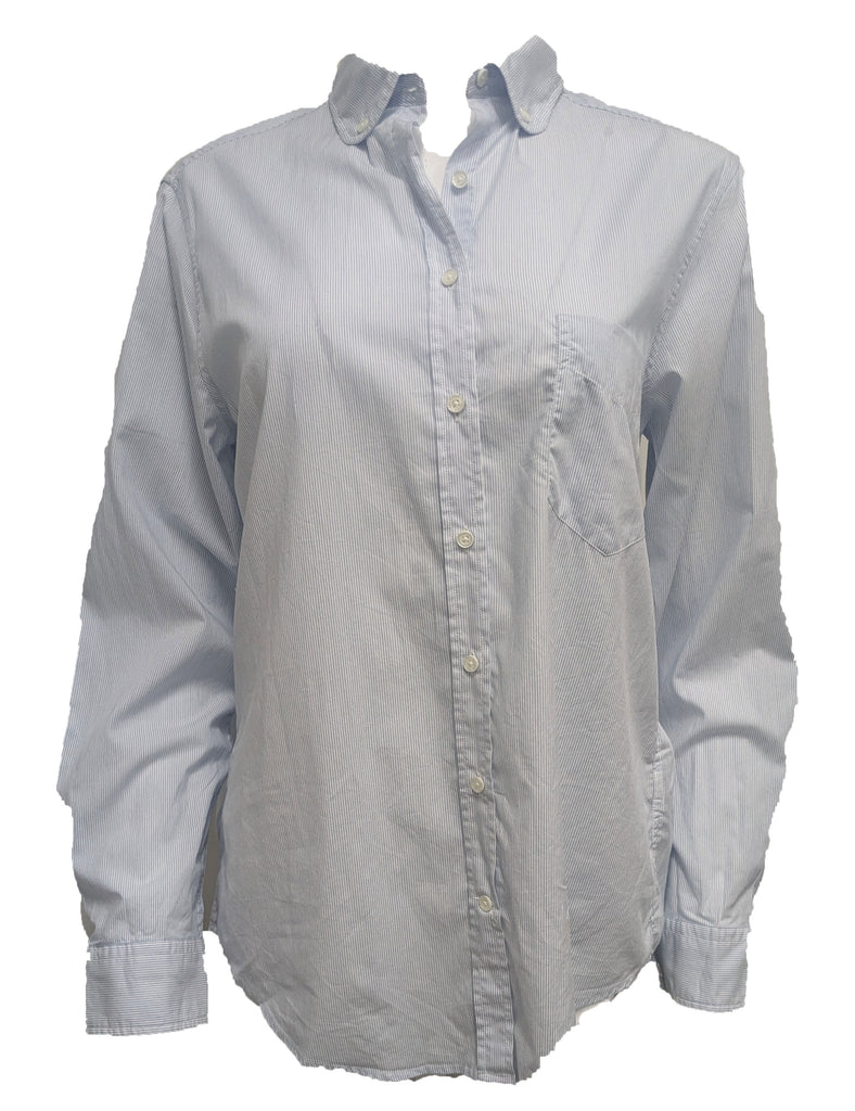 GANT RUGGER Women's Preppy Blue Imported Fabric Club Collar Shirt 432376 Size XL