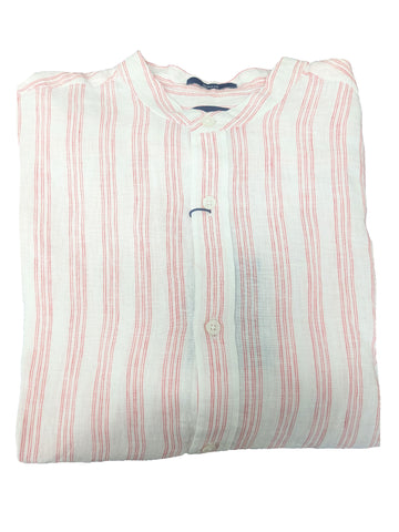 GANT Men's White Linen Stripe Grandad Shirt 3014234 Size Medium