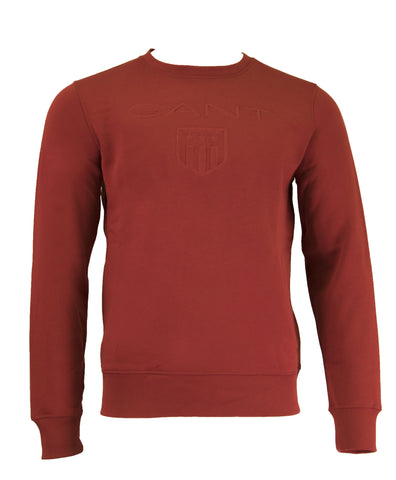 GANT Men's Thunder Red O3 Gant Embossed C-Neck Sweat 276317 Size M $165 NWT