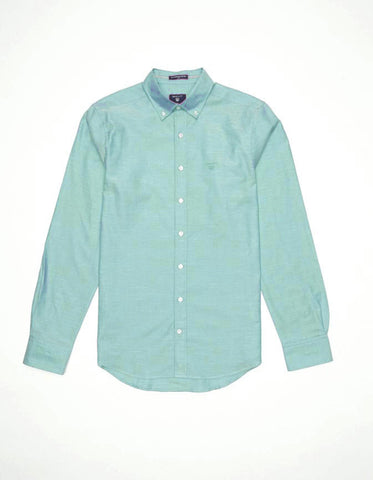 GANT Emerald Green Eco Yarn Dyed PPO Slim Button Down Shirt 3001912 Size M