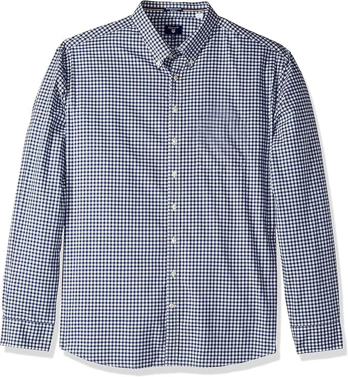 GANT Persian Blue Gingham Twill Non-Iron Spread Collar Shirt 300256 Size Medium