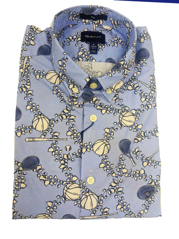 GANT Hamptons Blue Sport Print Button Down Shirt 3002772 Size M NWT