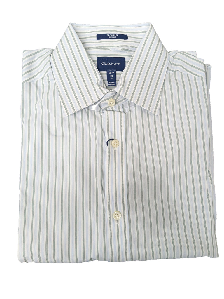 GANT Ivy Green Tech Prep Broadcloth Stripe Point Shirt 3004164 Size M NWT