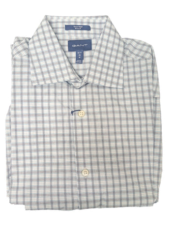 GANT Aqua Tech Prep Heather Check Spread Collar Shirt 3004664 Size M NWT