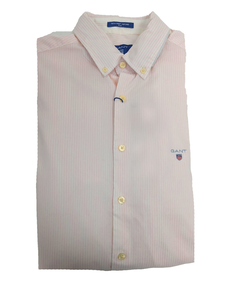 GANT Barley Pink Tech Prep Oxford Stripe Slim Button Down Shirt 304832 Size M