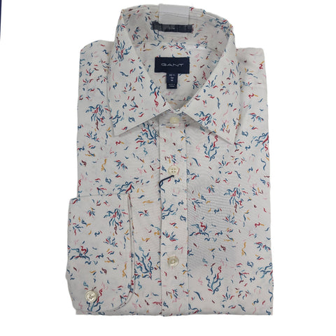 GANT Eggshell Micro Confetti Print Slim Fit Point Collar Shirt 3005176 Size M NWT