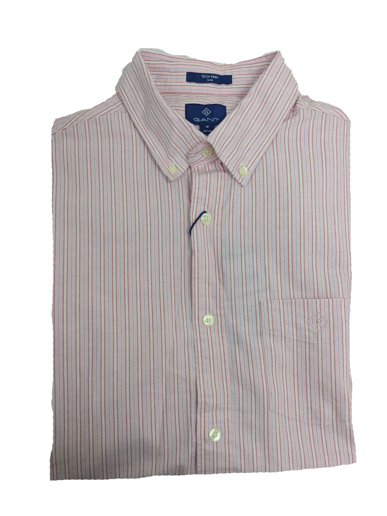 GANT California Pink Tech Prep Oxford Stripe Slim Button Down 3005622 Size M