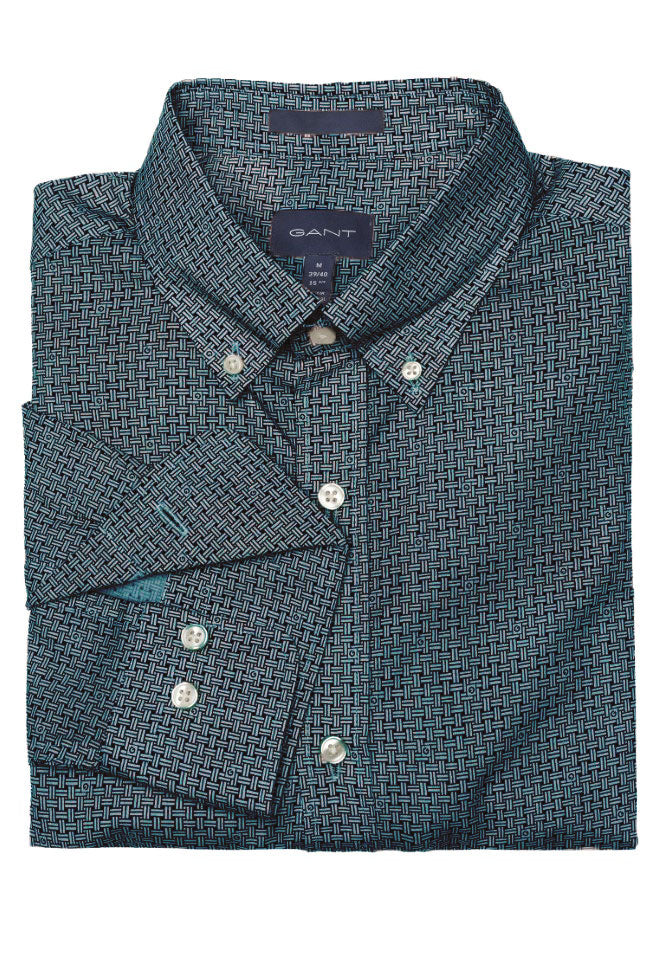 GANT Aqua Signature Print Button Down Shirt 3006160 Size M NWT