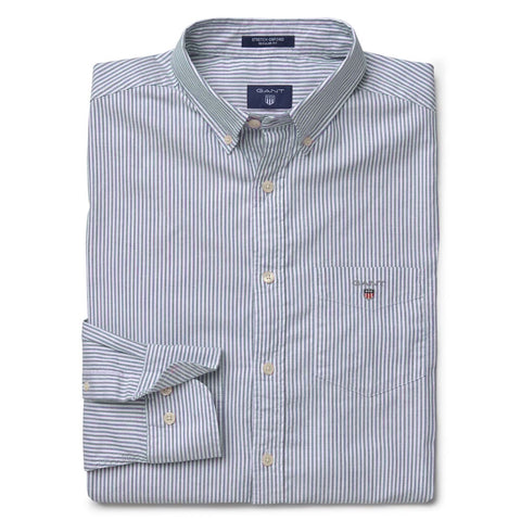 GANT Men's Lapis Blue Stretch Oxford Stripe Button Down 3000660 Size M NWT