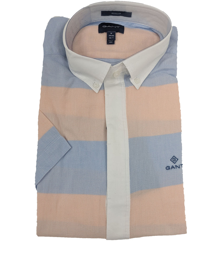 GANT Men's Peach Bud Pastel Stripe Short Sleeve BD Shirt Size M NWT