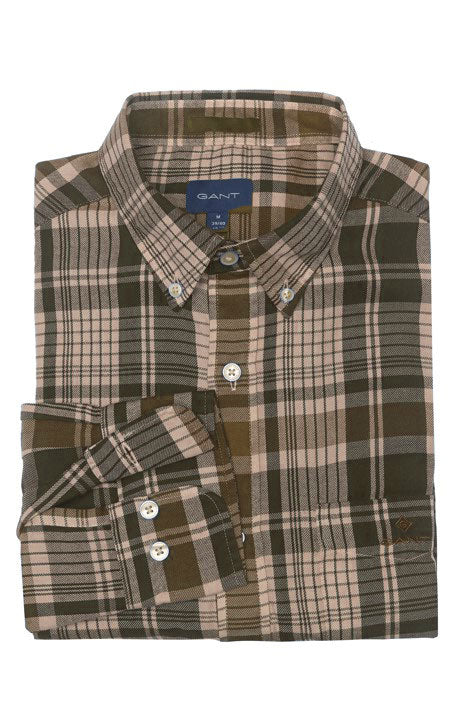 GANT Warm Khaki Windblown Flannel Button Down Shirt 3018830 Size M NWT