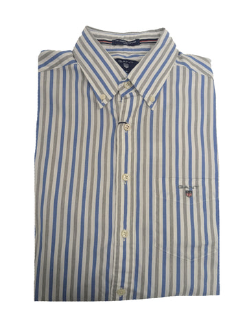 GANT Palace Blue Oxford Stripe Fitted Button Down Shirt 303252 Size M