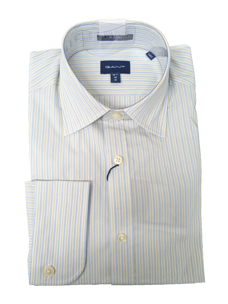 GANT Lemon Slim Tech Prep Broadcloth Stripe Point Shirt 3053216 Size M NWT