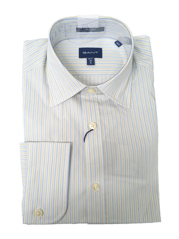 GANT Lemon Slim Tech Prep Broadcloth Stripe Point Shirt 3053216 Size M NWT