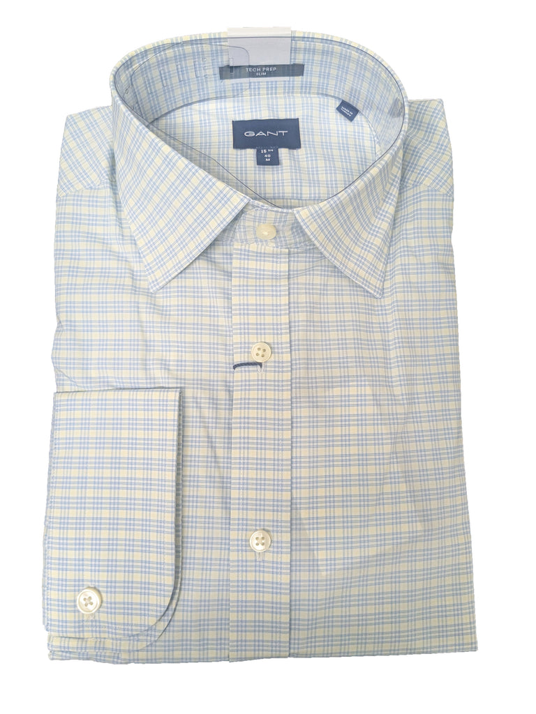 GANT Lemon Slim Fit Tech Prep Broadcloth Check Point Shirt 3053316 Size M NWT