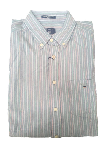 GANT Porcelain Green Oxford Banker Stripe Button Down Shirt 3054100 Size M