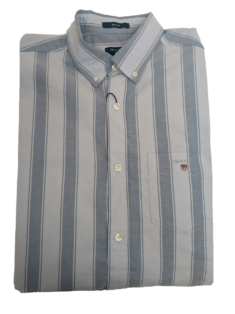 GANT Hamptons Blue Oxford Wide Stripe Button Down Shirt 3056100 Size M