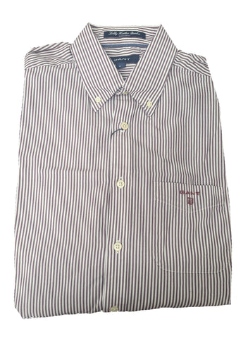 GANT Men's Burgundy Lobby Heather Banker Button Down Shirt 308410 Size M