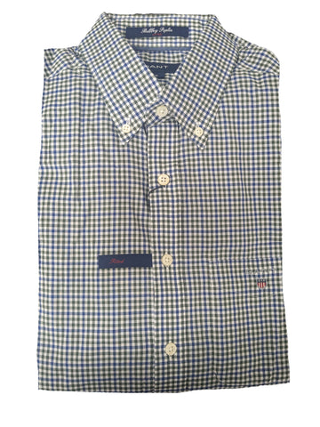 GANT Terrace Green Bellboy Poplin Gingham Fitted Button Down 308442 Size M